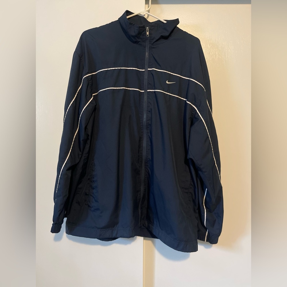 Men’s Vintage Y2K Navy Blue Windbreaker (XL) by Nike